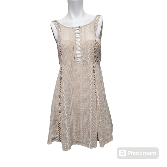 Free People Wherever You Go Sleevless Ivory Lace Dress Size S - Picture 1 of 13